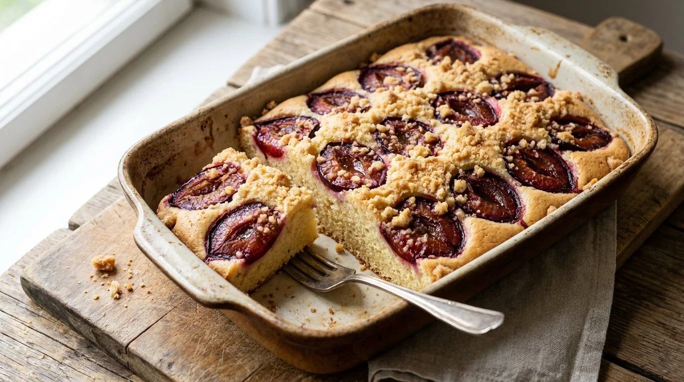 Delicious 8-spoon plum cake made in 5 minutes without scales
